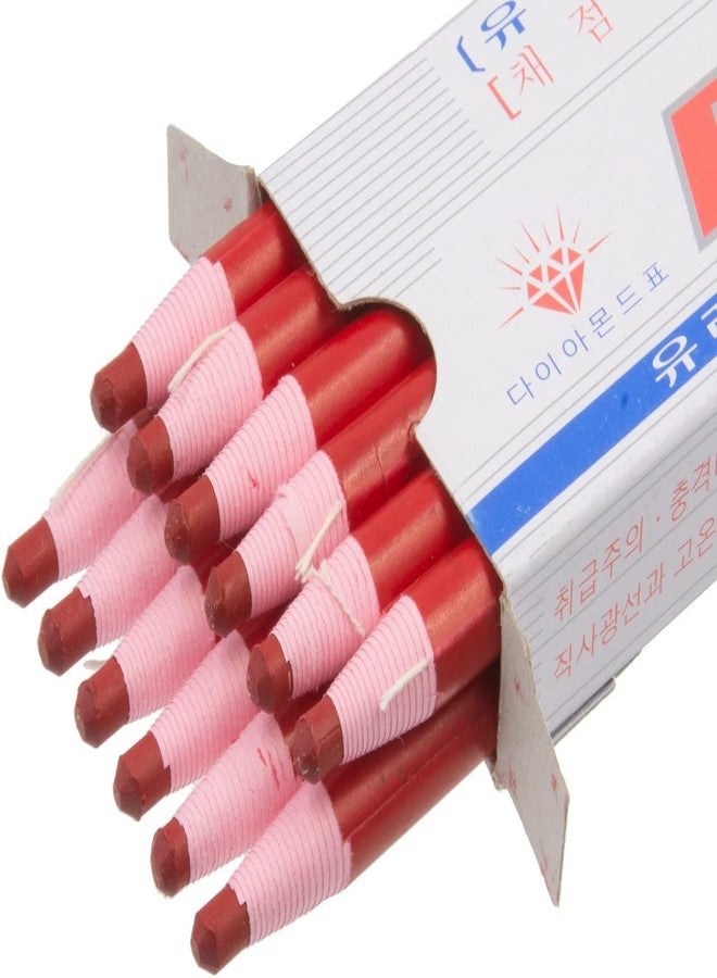 LENITH Korean Glass Markers Grease Pencils Peel-Off Type Grease Pencils China and Porcelin Marker/Wax pencil for Vinyl, Metal, Skin, Paper, window glass, Checking Markers (12 Pencils) Color:Red - Image 4