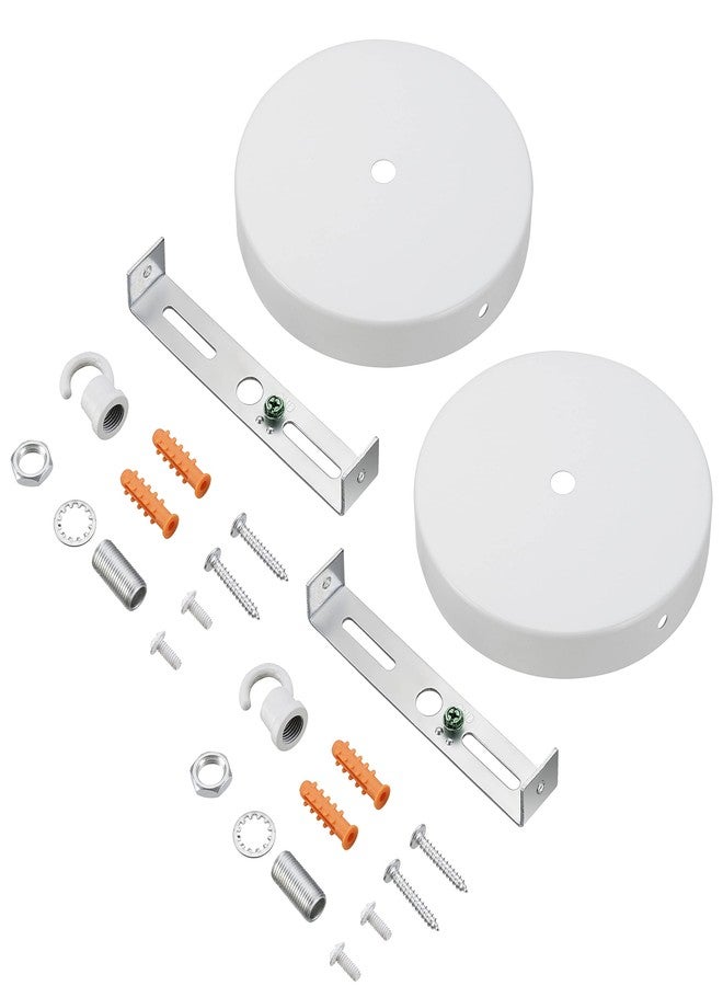 Aspen Creative 21510-22, Contemporary Chandelier & Light Fixture Canopy Kit w/Collar Hook, Matte White, 4-3/4" Diameter, 7/16" Center Hole, 2 Pack - Image 1
