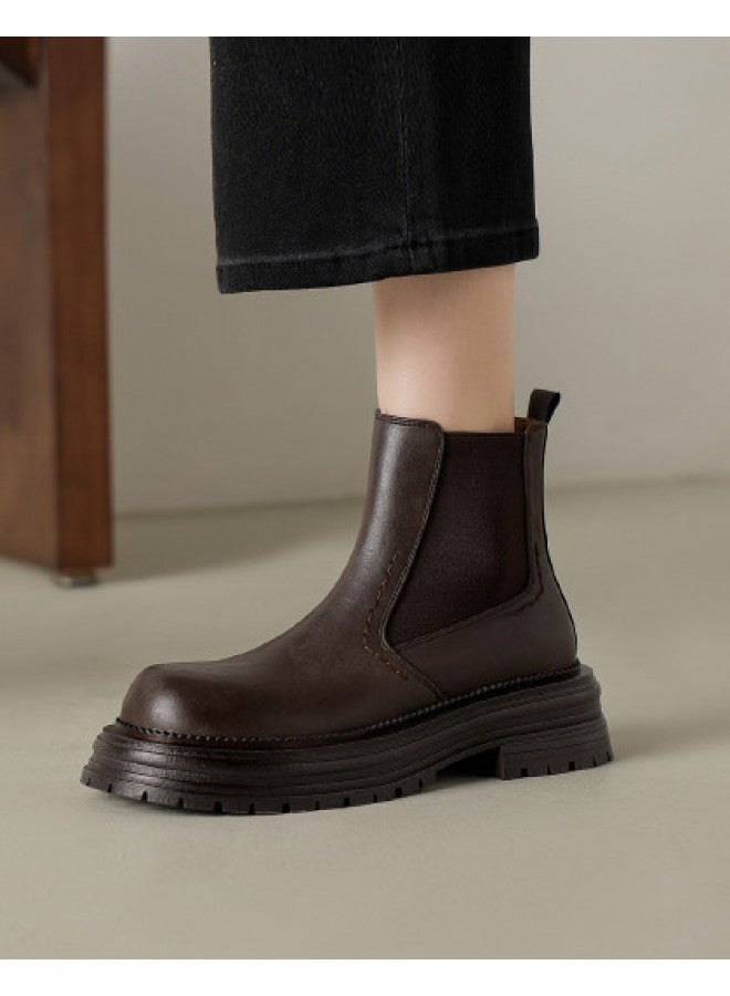 AME Casual Thick-sole Ankle Boots 2025 New Versatile Slip-on Elastic Ankle Boots Youthful Chelsea Boots Women - Image 1