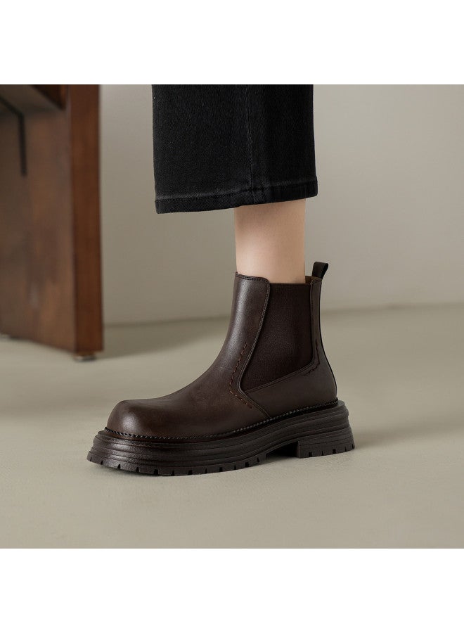 AME Casual Thick-sole Ankle Boots 2025 New Versatile Slip-on Elastic Ankle Boots Youthful Chelsea Boots Women - Image 3