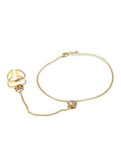 Hollow Geometric Rhinestone Inlaid Ring Bracelet