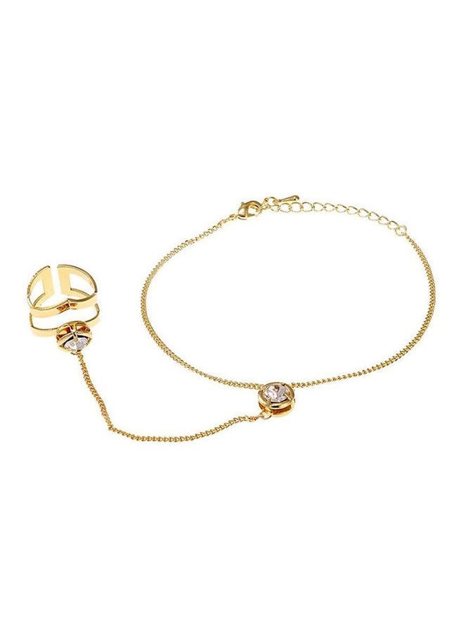 NIBEMINENT - Hollow Geometric Rhinestone Inlaid Ring Bracelet - Image 1