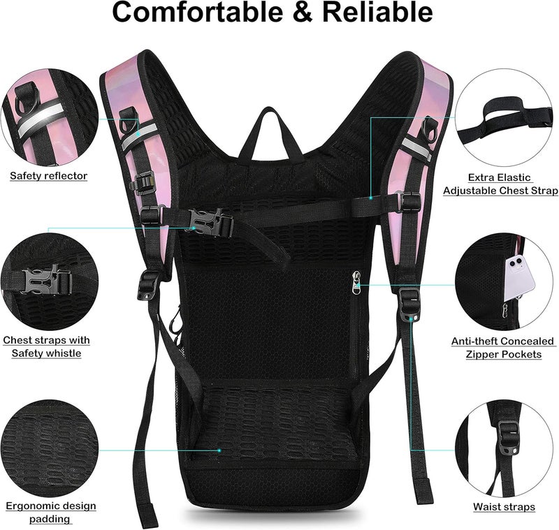Mothybot Hydration Backpack Pack, Water Backpack 20L Capacities Included 2L Hydration Bladder, Festival Essential - Rave Hydration Pack Hydropack Hydro for Hiking, Running, Biking, Festival Gear - Image 2
