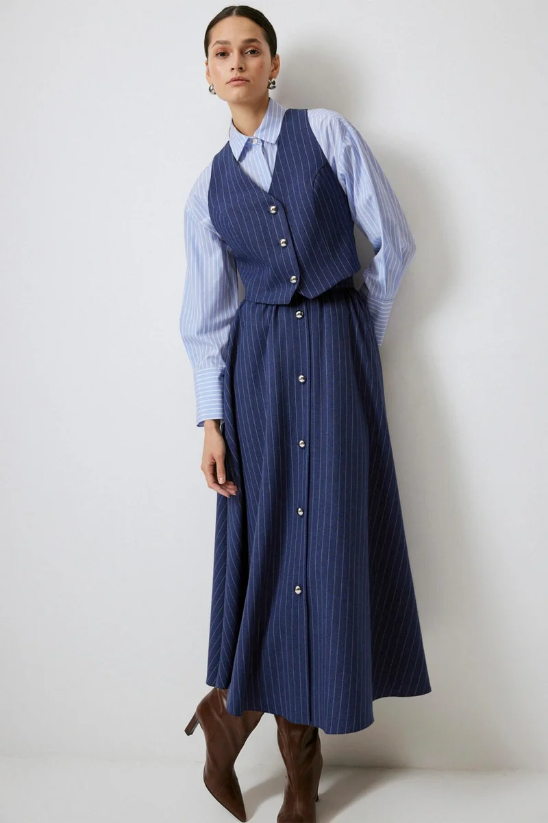 توتشي Striped Vest Skirt Set