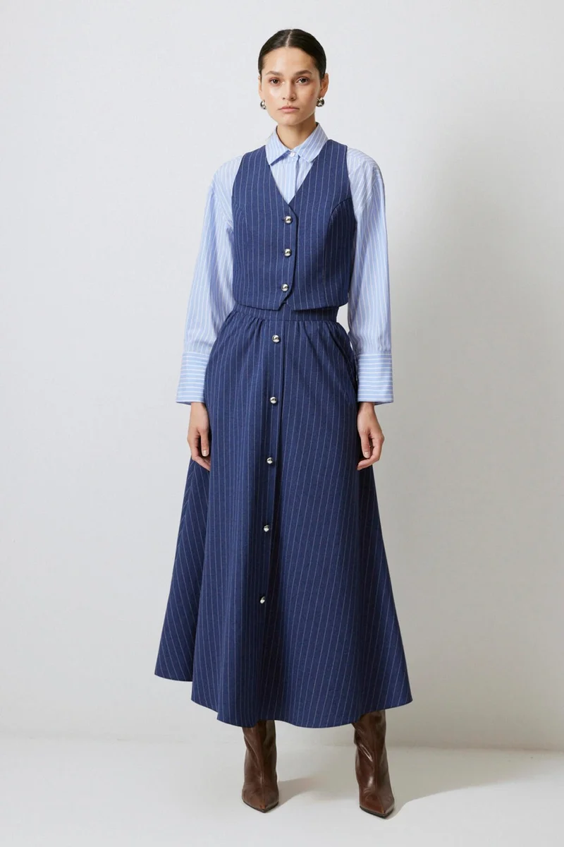 توتشي Striped Vest Skirt Set