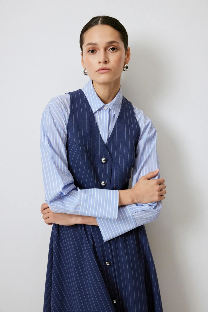 توتشي Striped Vest Skirt Set