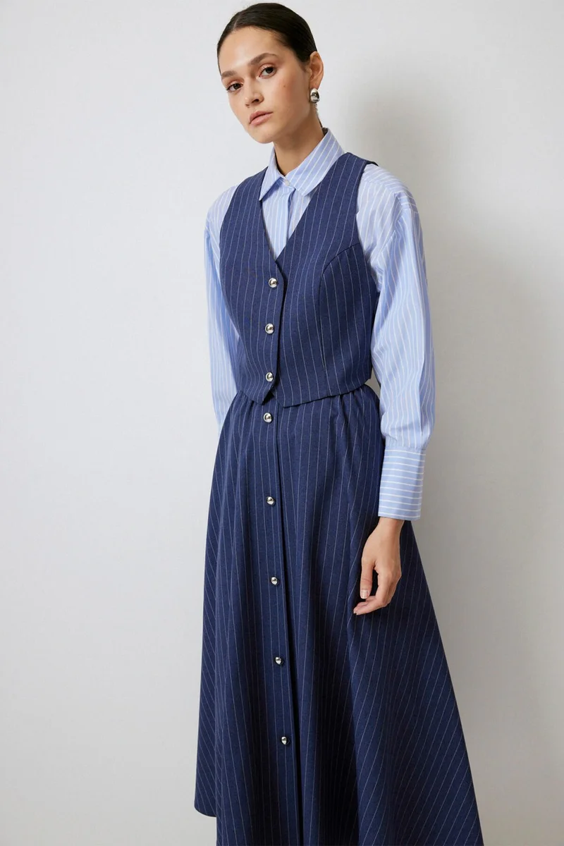 توتشي Striped Vest Skirt Set