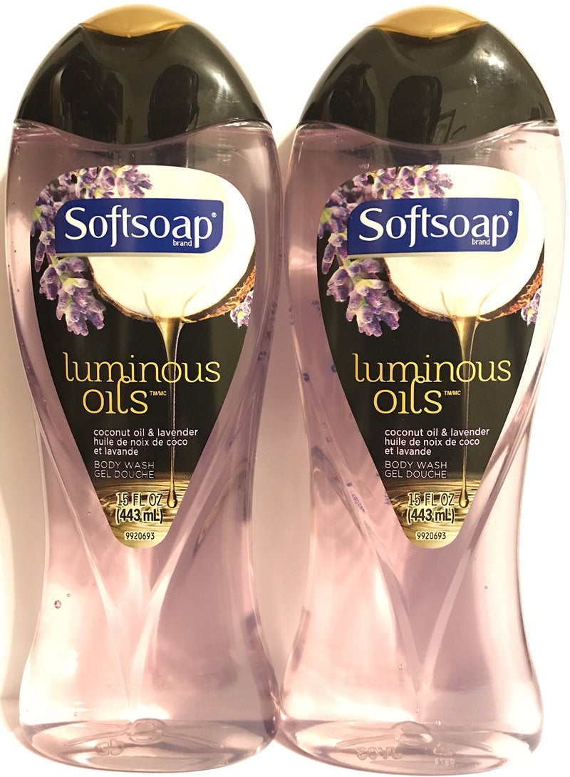 Softsoap Body Wash  Luminous Oils  Coconut Oil  Lavender  Net Wt 15 FL OZ 443 mL Per Bottle  Pack of 2 Bottles