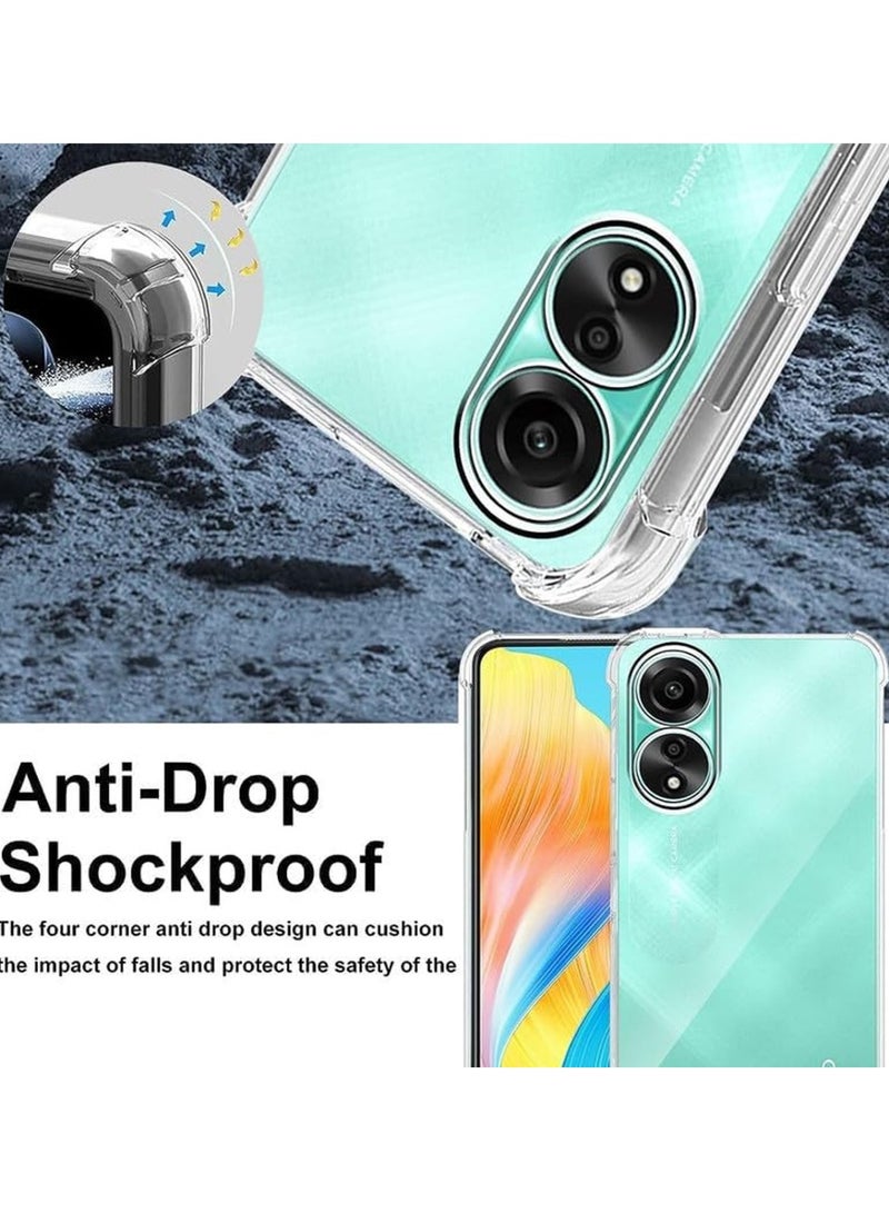 Techie حافظة Oppo A58 وحزمة واقي الشاشة مجمعة 2 في 1 - حافظة شفافة من TPU مع واقي زجاجي مقسى بدقة HD - Image 3