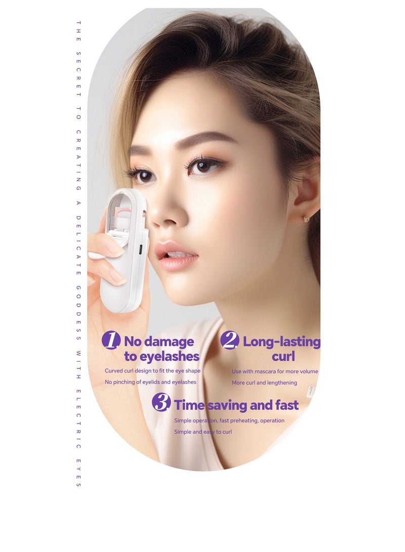 Generic Heated Eyelash Curler Rechargeable Electric Eyelash Curler Handheld Heated Eyelash Curler 2 Heating Modes with Induction Heating Silicone Pad Quick and Natural Curling Eyelashes Long Lasting  - Image 5