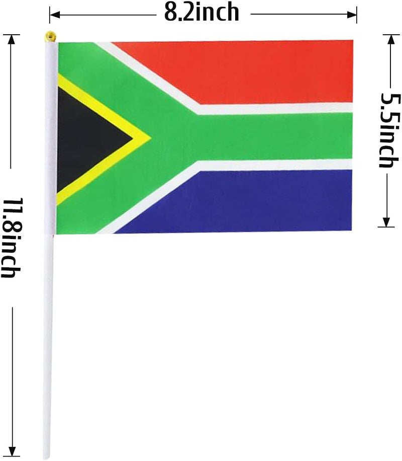 mflagperft South Africa Flag South African Flag, Small Mini Handheld South Africa Flags on Stick, Ideal for Party Parades Sports Events Patriotic Festival Decorations - Image 2