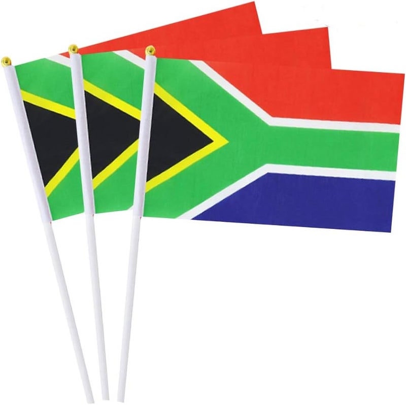 mflagperft South Africa Flag South African Flag, Small Mini Handheld South Africa Flags on Stick, Ideal for Party Parades Sports Events Patriotic Festival Decorations - Image 1