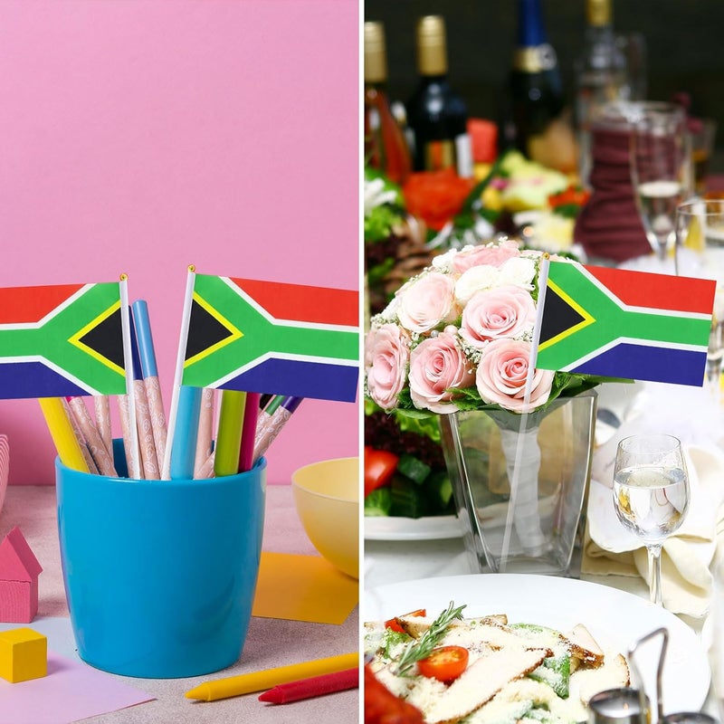 mflagperft South Africa Flag South African Flag, Small Mini Handheld South Africa Flags on Stick, Ideal for Party Parades Sports Events Patriotic Festival Decorations - Image 4