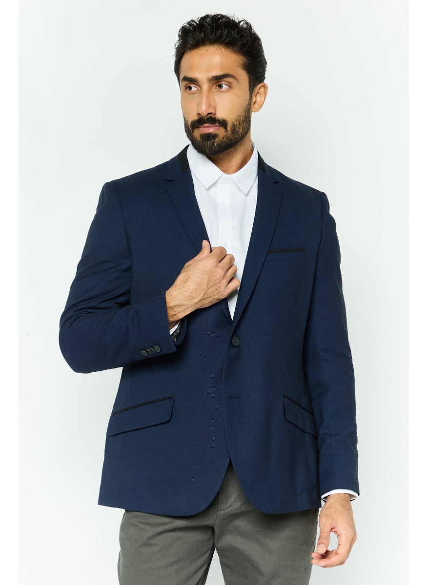 Jules Men Slim Fit Plain Blazer, Navy  - Image 1