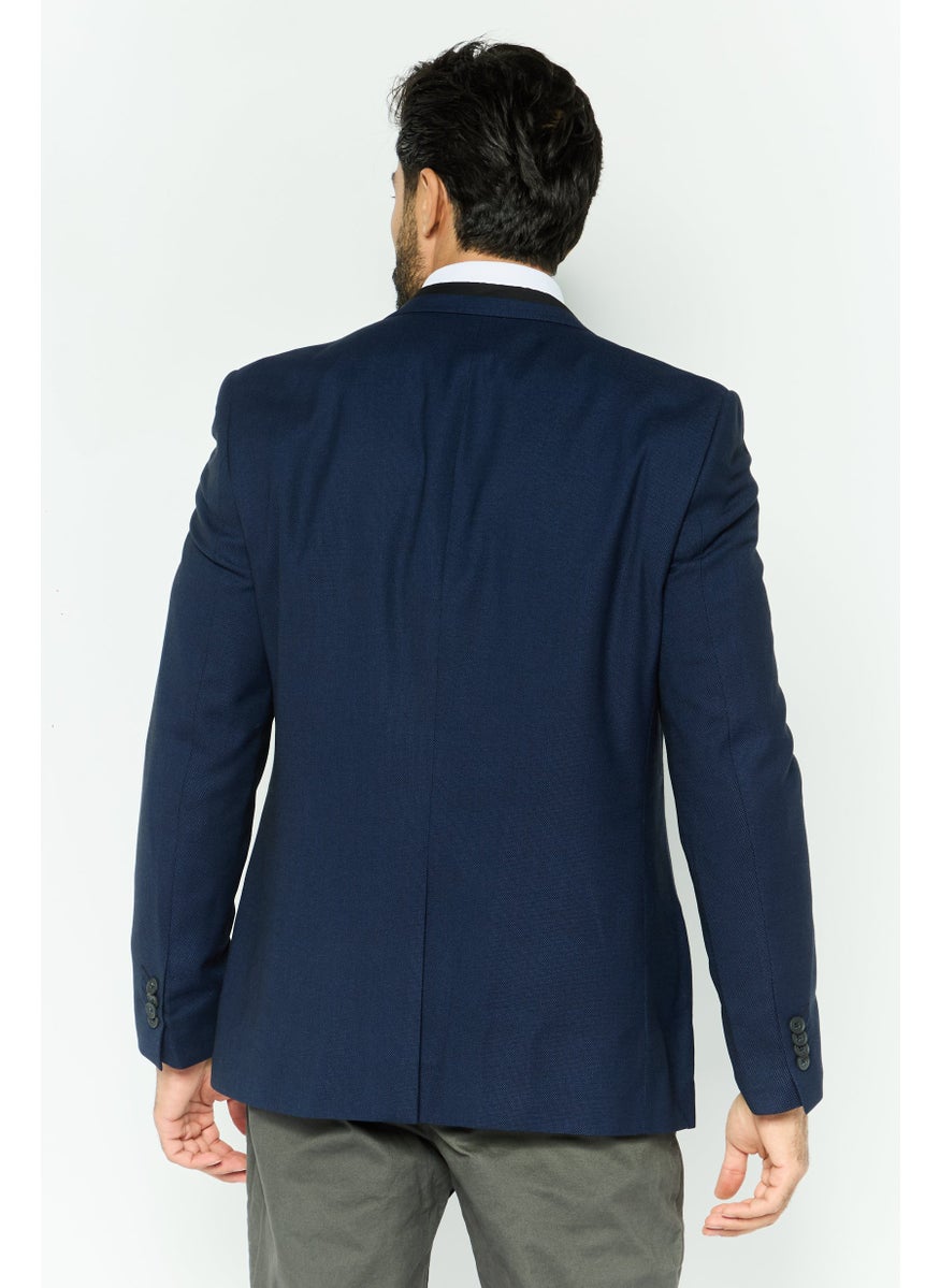 Jules Men Slim Fit Plain Blazer, Navy  - Image 2