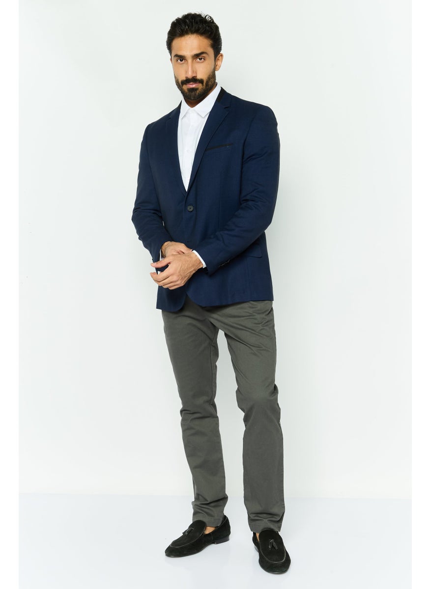 Jules Men Slim Fit Plain Blazer, Navy  - Image 4