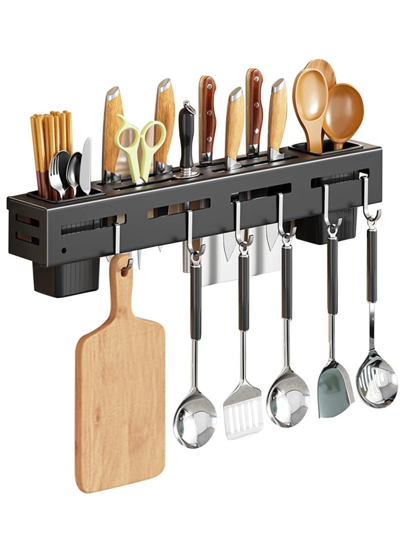 DubaiGallery Kitchen Storage Rack Wall-Mounted Multifunctional Storage Knife Rack Detachable Stainless Steel With Multiple Brackets And Hooks  - Image 1