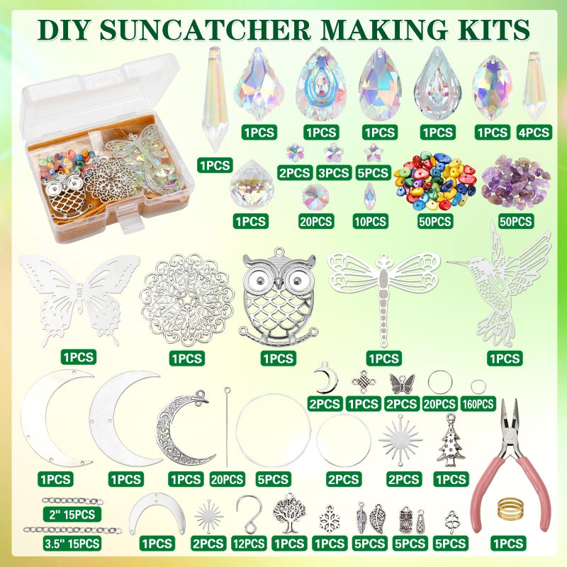 Worgree DIY Suncatcher Kit 460pcs Sun Catchers Making Supplies Art and Crafts for Adults Hanging Prism Sun Catcher with Crystals Ball Indoor Window Home Wedding Garden Festival Decor Gifts - Image 4
