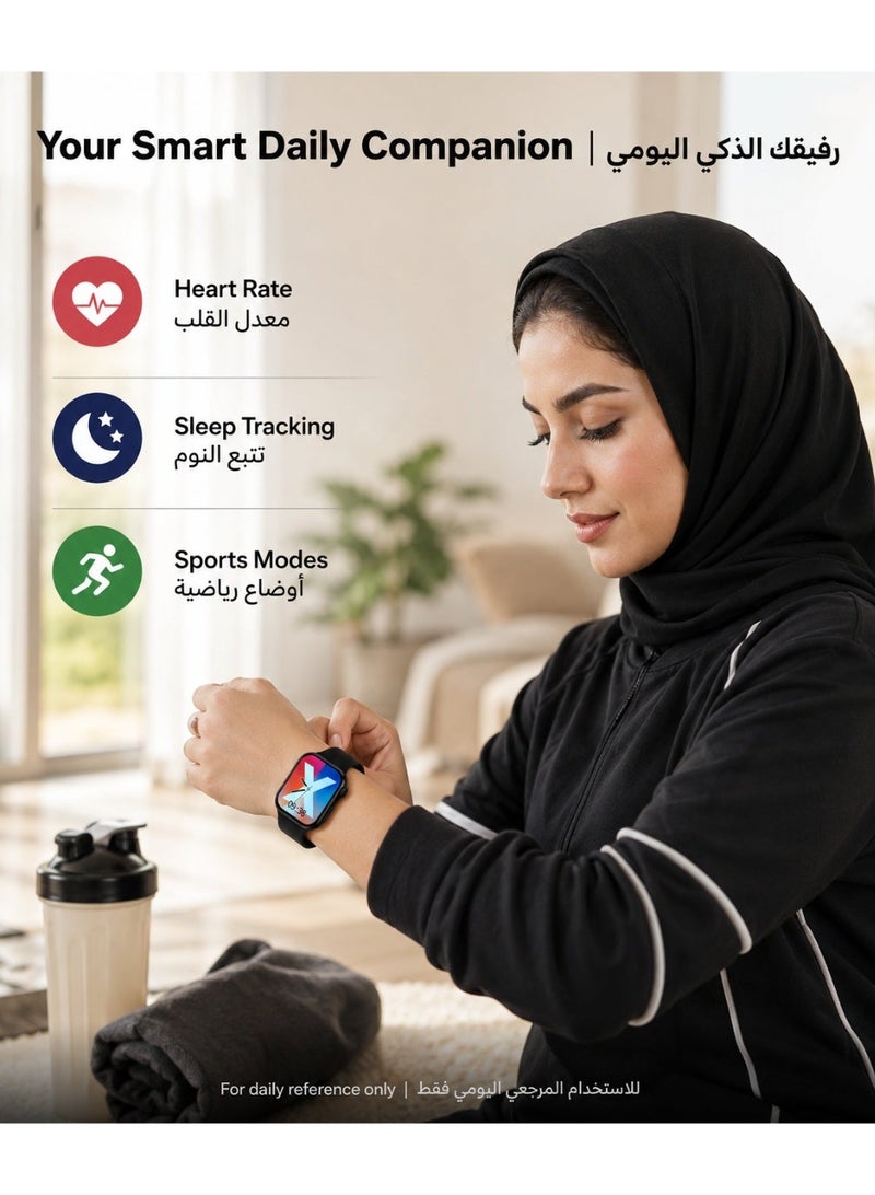 ساعة S12 MAX الذكية بشاشة TFT مقاس 2.01 بوصة، اتصال بلوتوث، شحن لاسلكي، قياس معدل القلب، الأكسجين في الدم، ضغط الدم، تتبع النوم والرياضة، ساعة ذكية متعددة اللغات للرجال والنساء والأطفال - Image 3