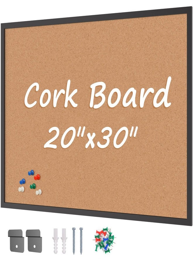 بورد 2 باي لوحة إعلانات من الفلين من Board2by، مقاس 20 × 30 بوصة، إطار خشبي أسود، لوحة مكتبية جدارية من الفلين، لوحة إعلانات كبيرة مثبتة على الحائط مع 16 دبوسًا للمدرسة والمنزل والمكتب - Image 1