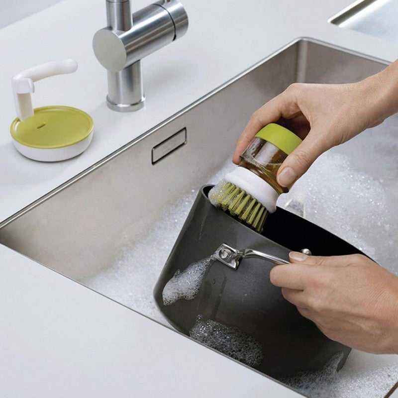 Raiyaraj Cleaning Brush with Soap Dispenser Brush with Storage Stand Self Dispenser Cleaning Brush Washbasin Palm Scrub Soap Dispenser Washingup Brush Multicolor - Image 3