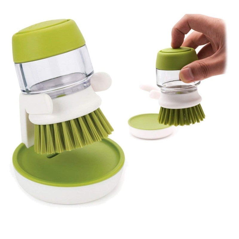 Raiyaraj Cleaning Brush with Soap Dispenser Brush with Storage Stand Self Dispenser Cleaning Brush Washbasin Palm Scrub Soap Dispenser Washingup Brush Multicolor - Image 1