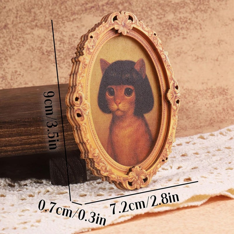 Vintage Wooden Magnets, Cat Theme Decor, Frame with Strong Hold, Classic Wood Magnetic Picture, Retro Style Magnet with Artistic Design, Home Decoration Classroom Locker 3.54x2.83x0.28inches - Image 2