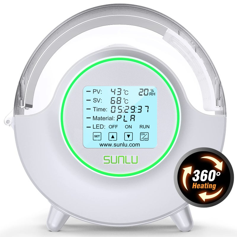 SUNLU Official Filament Dryer S2 Plus, 70â„ƒ Max Temperature, Built-in Circulation Fan, 3D Printer Filament Storage Box Filament Dehydrator, Nylon TPU PLA PETG ABS 3D Printer Filament Dryer Box, White - Image 1
