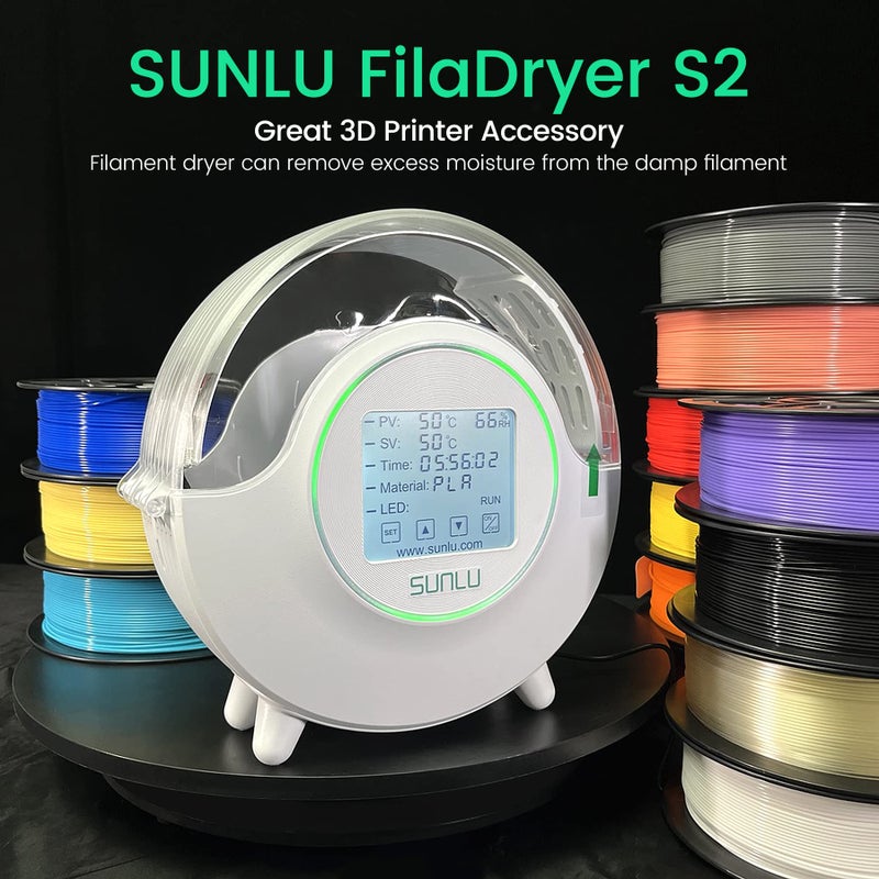 SUNLU Official Filament Dryer S2 Plus, 70â„ƒ Max Temperature, Built-in Circulation Fan, 3D Printer Filament Storage Box Filament Dehydrator, Nylon TPU PLA PETG ABS 3D Printer Filament Dryer Box, White - Image 2
