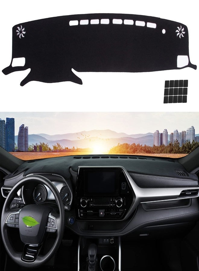 KEYOOG Flannel Dashboard Cover Nonslip Car Dash Board Mat Fit for 2020 2021 2022 Toyota Highlander Sunshade No-Glare Non-Slip Pad Carpet Sunshield Protector (Without for HUD) - Image 1