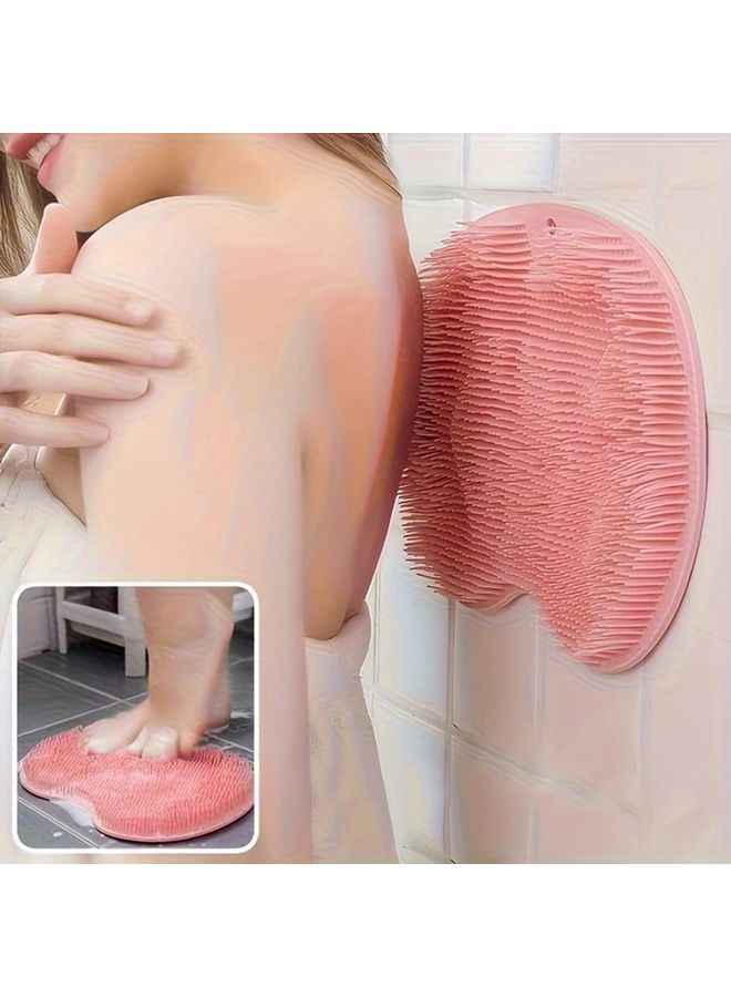 Gray Non Slip Bath Scrubber With Strong Suction Cups Shower Massage Pad - Image 1