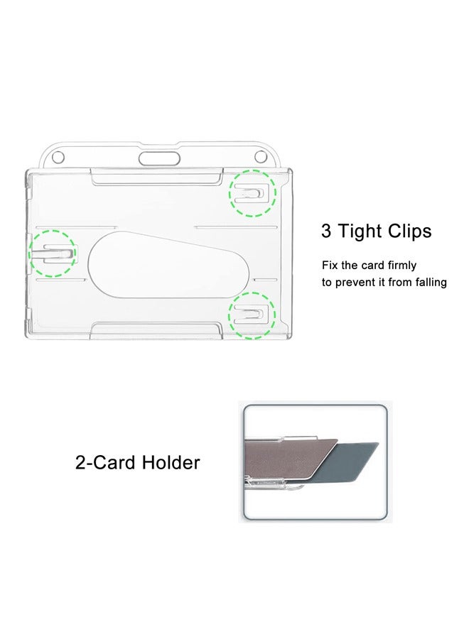 GUSGU 2 Pack Hard Plastic Badge Holders with Heavy Duty Badge Reels,Transparent Thumb Slot PC Hard Plastic Card Protector for Nurse Doctor Teacher Office School Hospitl Credit Card Key(Horizontal) - Image 4