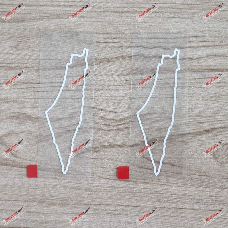 3S MOTORLINE 2X White Palestine Map Outline Decal Sticker - Image 1