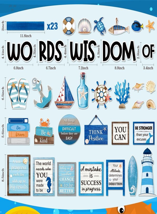 Mooliwe 57 Pcs Nautical Bulletin Board Set Inspirational Ocean Bulletin Board Decoration Positive Cutout Classroom Decoration for School Office Home Teacher Classroom Wall Supplies - Image 3