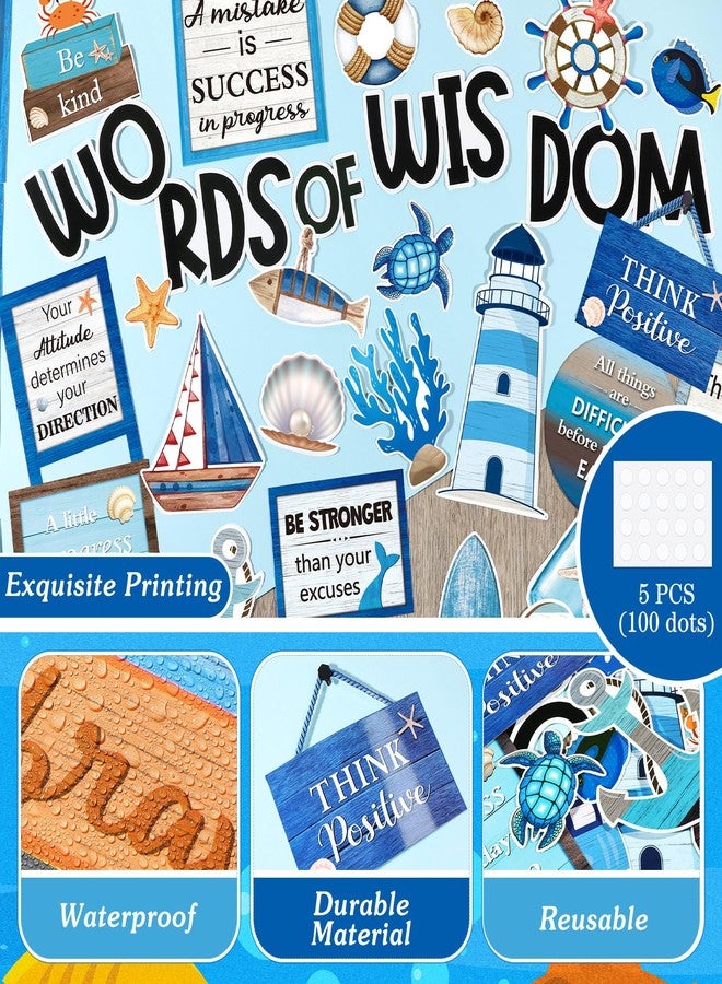 Mooliwe 57 Pcs Nautical Bulletin Board Set Inspirational Ocean Bulletin Board Decoration Positive Cutout Classroom Decoration for School Office Home Teacher Classroom Wall Supplies - Image 4