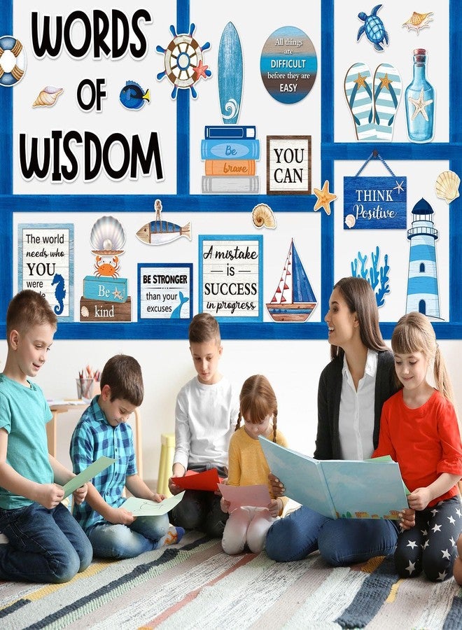 Mooliwe 57 Pcs Nautical Bulletin Board Set Inspirational Ocean Bulletin Board Decoration Positive Cutout Classroom Decoration for School Office Home Teacher Classroom Wall Supplies - Image 5