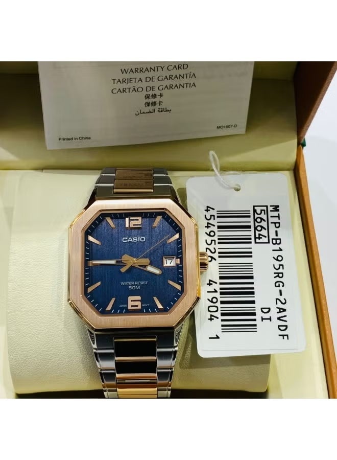 CASIO MTP-B195RG-2AVDF Men’s Analog Watch – Blue Dial, Rose Gold-Tone - Image 2