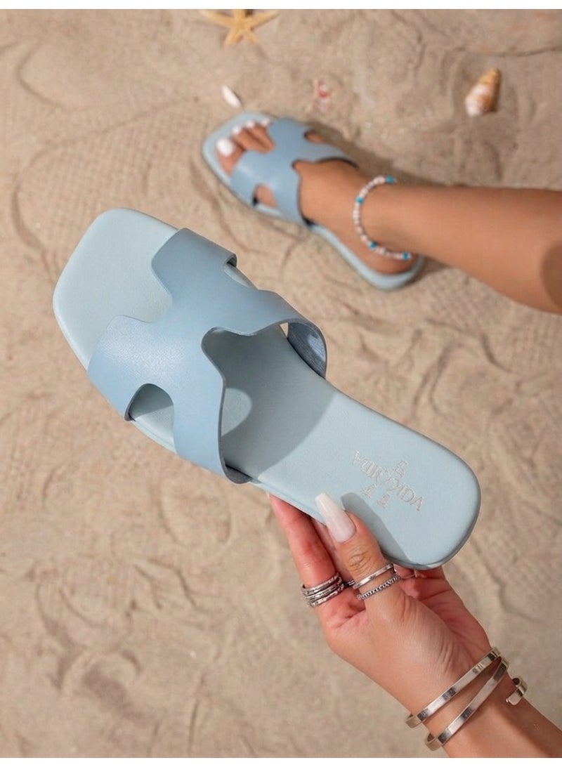 Vbranda Classic Flat Slipper with Modern Open Design SF-66-BABY BLUE - Image 1