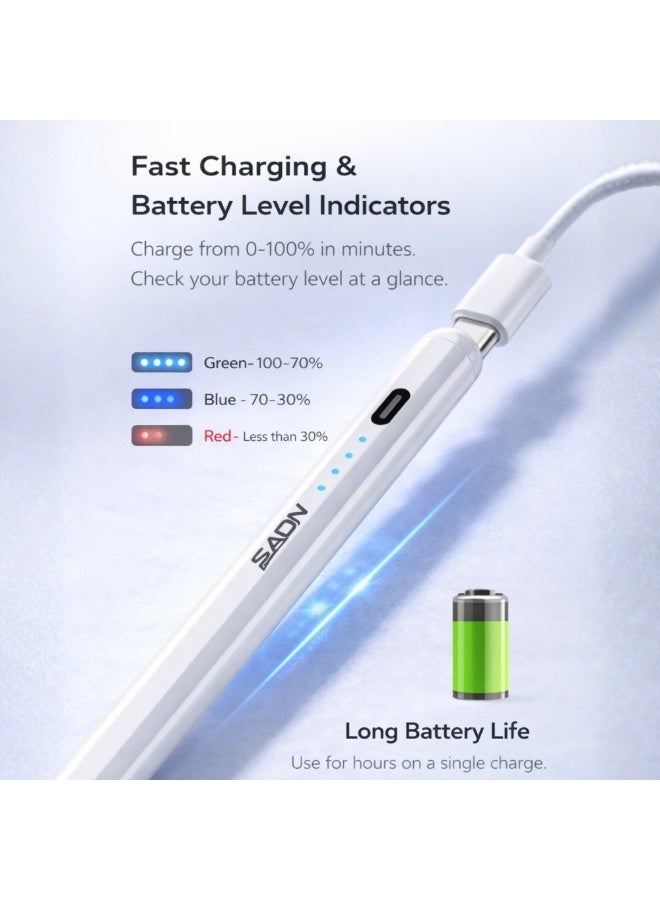 SADN Stylus Pen for iPad Pencil 2nd Generation with Tilt Sensitivity & Compatible with iPad Pro Gen, iPad Air 4th/5th Gen, iPad Mini 6th – Active Pen White - Image 3
