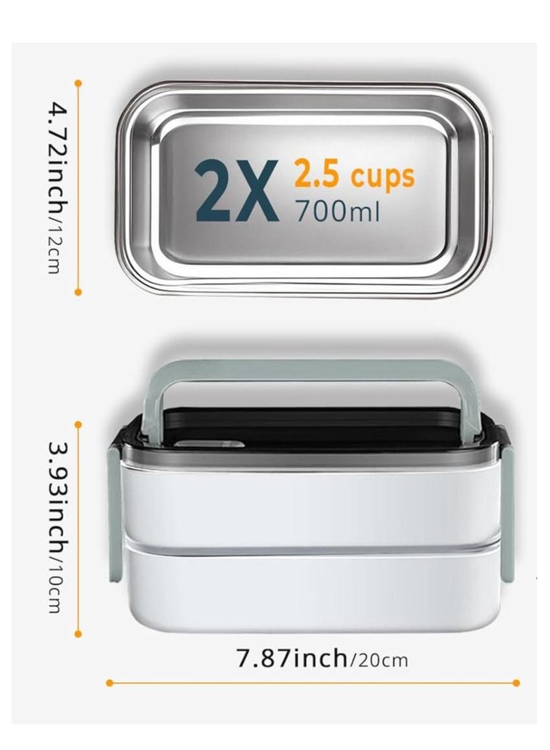 ONLYMAY Premium Stainless Steel Bento Box Adult Lunch Box with Compartments for Women & Men, Set of Utensil & Thermal Bag  Container,  Bento Lunch Box, Microwavable.  - Image 2