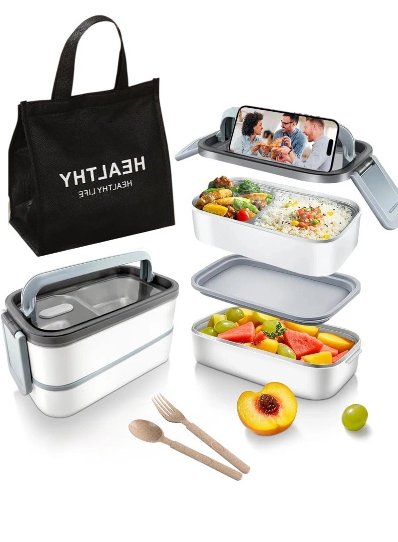 ONLYMAY Premium Stainless Steel Bento Box Adult Lunch Box with Compartments for Women & Men, Set of Utensil & Thermal Bag  Container,  Bento Lunch Box, Microwavable.  - Image 1