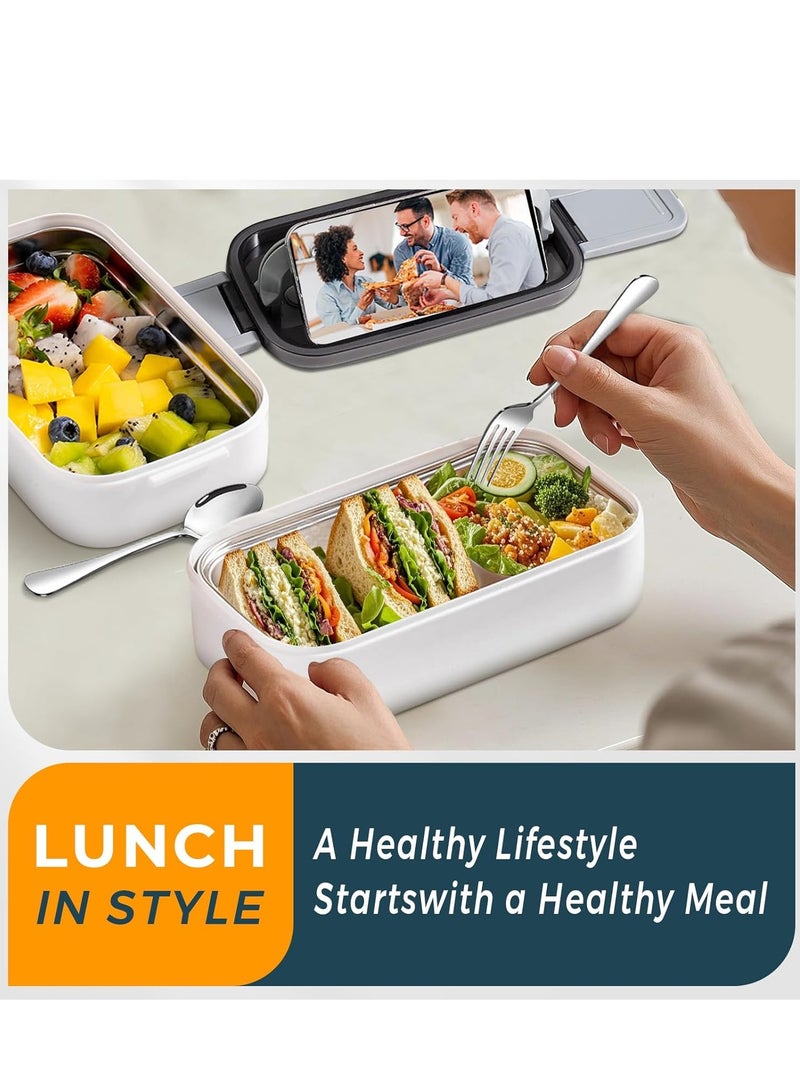 ONLYMAY Premium Stainless Steel Bento Box Adult Lunch Box with Compartments for Women & Men, Set of Utensil & Thermal Bag  Container,  Bento Lunch Box, Microwavable.  - Image 3