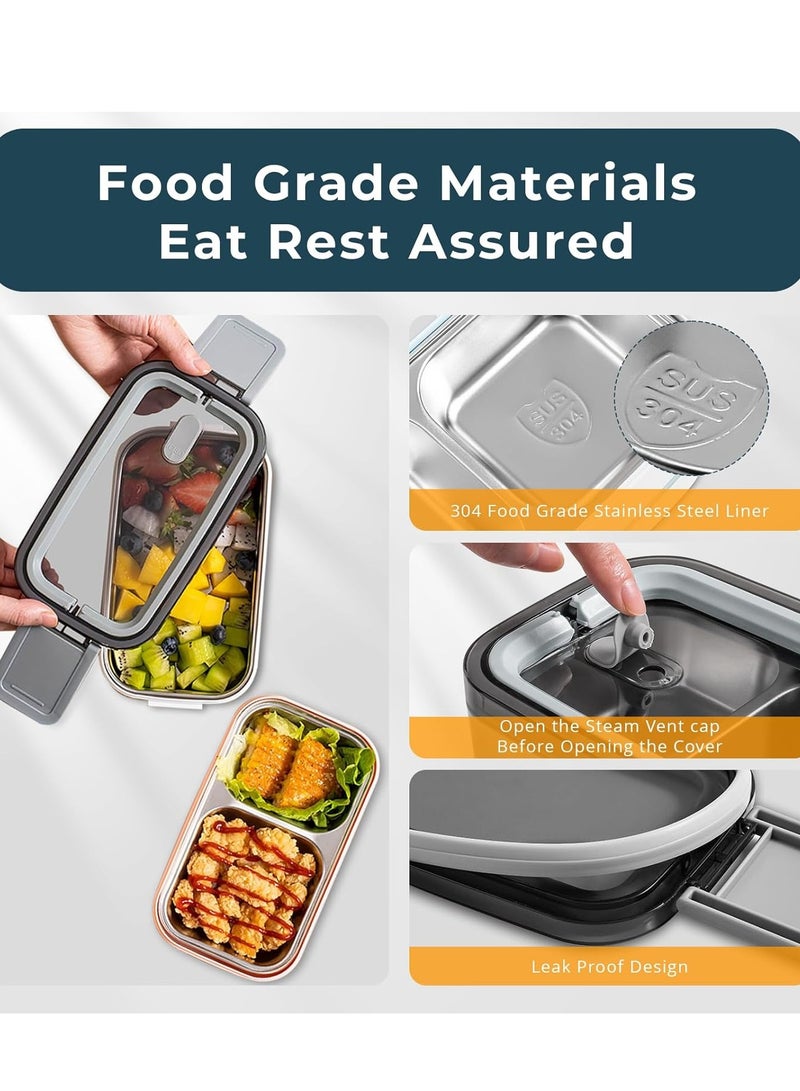 ONLYMAY Premium Stainless Steel Bento Box Adult Lunch Box with Compartments for Women & Men, Set of Utensil & Thermal Bag  Container,  Bento Lunch Box, Microwavable.  - Image 5