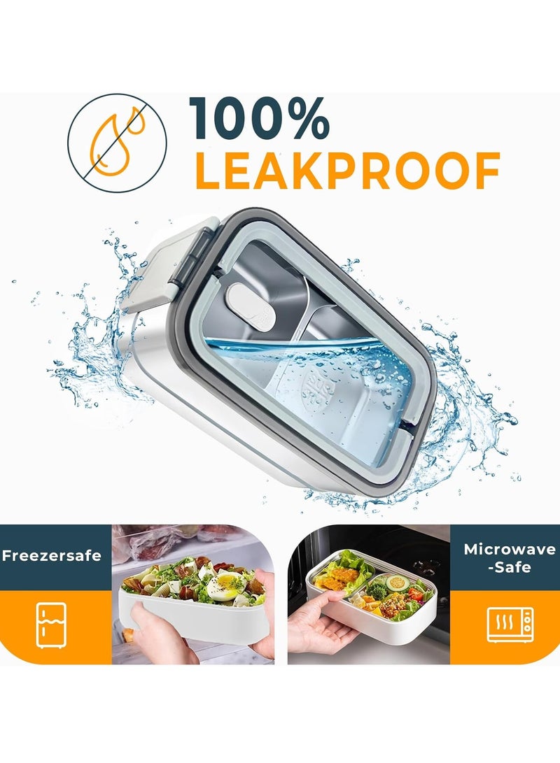 ONLYMAY Premium Stainless Steel Bento Box Adult Lunch Box with Compartments for Women & Men, Set of Utensil & Thermal Bag  Container,  Bento Lunch Box, Microwavable.  - Image 4