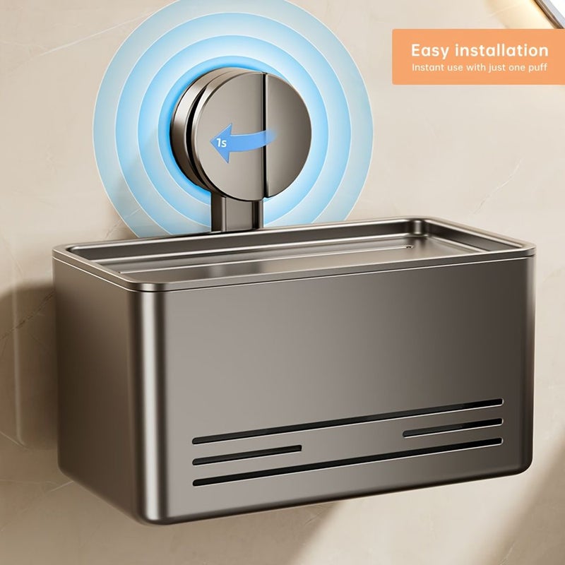 حامل مناشف ورقية أبيض فردي حامل فرشاة مرحاض مثبت على الحائط بكأس شفط - Image 4