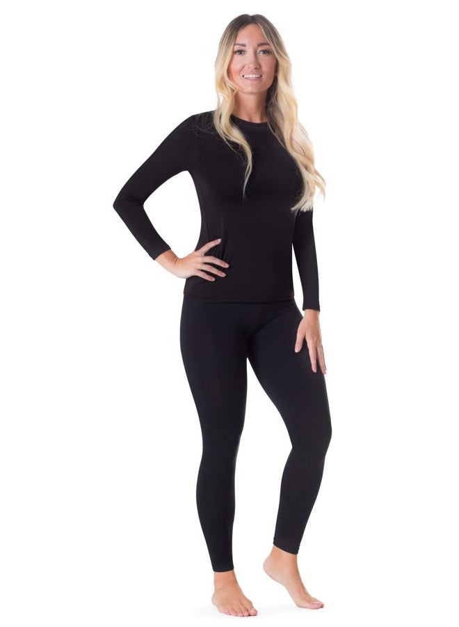 Rocky Thermal Underwear for Women (Long Johns Thermals Set) Shirt & Pants, Base Layer w/Leggings/Bottoms Ski/Extreme Cold (Black - Medium), Black, M - Image 1