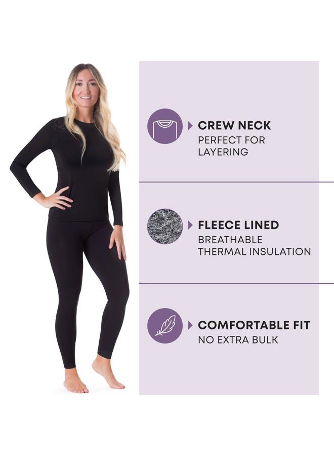 Rocky Thermal Underwear for Women (Long Johns Thermals Set) Shirt & Pants, Base Layer w/Leggings/Bottoms Ski/Extreme Cold (Black - Medium), Black, M - Image 2