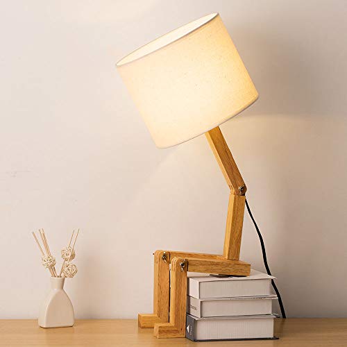 HAITRAL Cute Desk Lamp Creative Table Lamp with Wood Base Changeable Shape Desk Lamp for Bedroom Study Office Kids Room