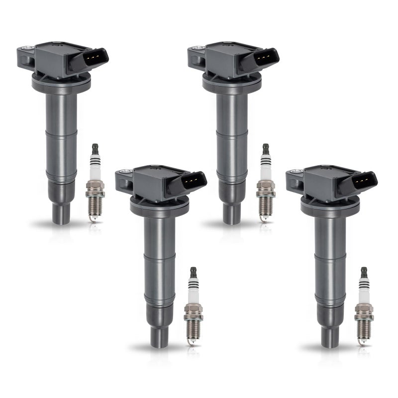 ENA Pack of 4 UF333 Ignition Coil 7092 Spark Plug 24 L4 Compatible with Toyota Camry Corolla Highlander Matrix RAV4 Solara HS250h tC xB 2001 2002 2003 2004 2005 2006 2007 2008 2009 2010 2011 2012