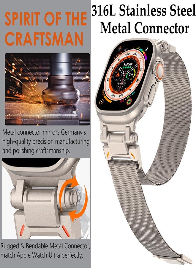 WINGLE Milanese Loop for Apple Watch Band Ultra 3/2/1 Band 49mm Series 11 10 46mm 45mm 44mm 42mm SE 3/2/1 9 8 7 6 5 4 3 Men, Magnetic Mesh Stainless Steel Metal Connector iWatch Strap, Titanium - Image 2